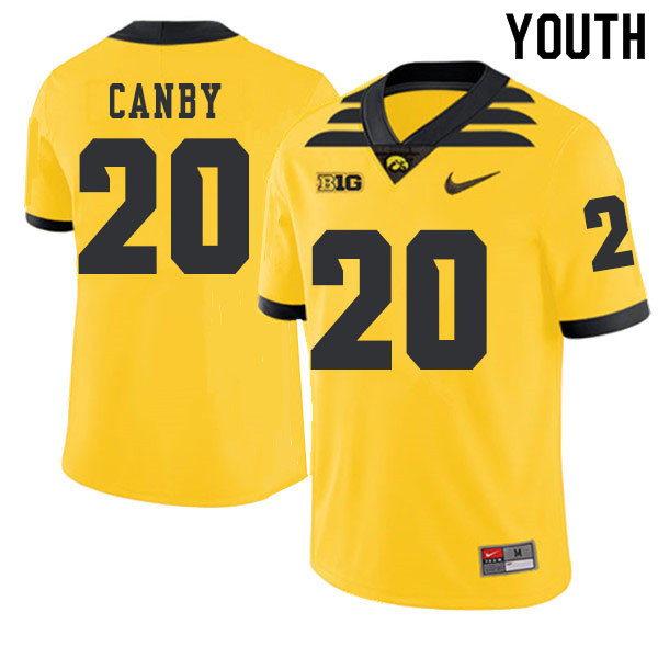 2019 Youth #20 Ben Canby Iowa Hawkeyes College Football Alternate Jerseys Sale-Gold